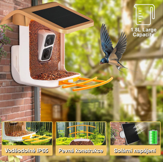 Chytré ptačí krmítko Innotronik IEN-BC69B - s kamerou, wi-fi a solárním napájením